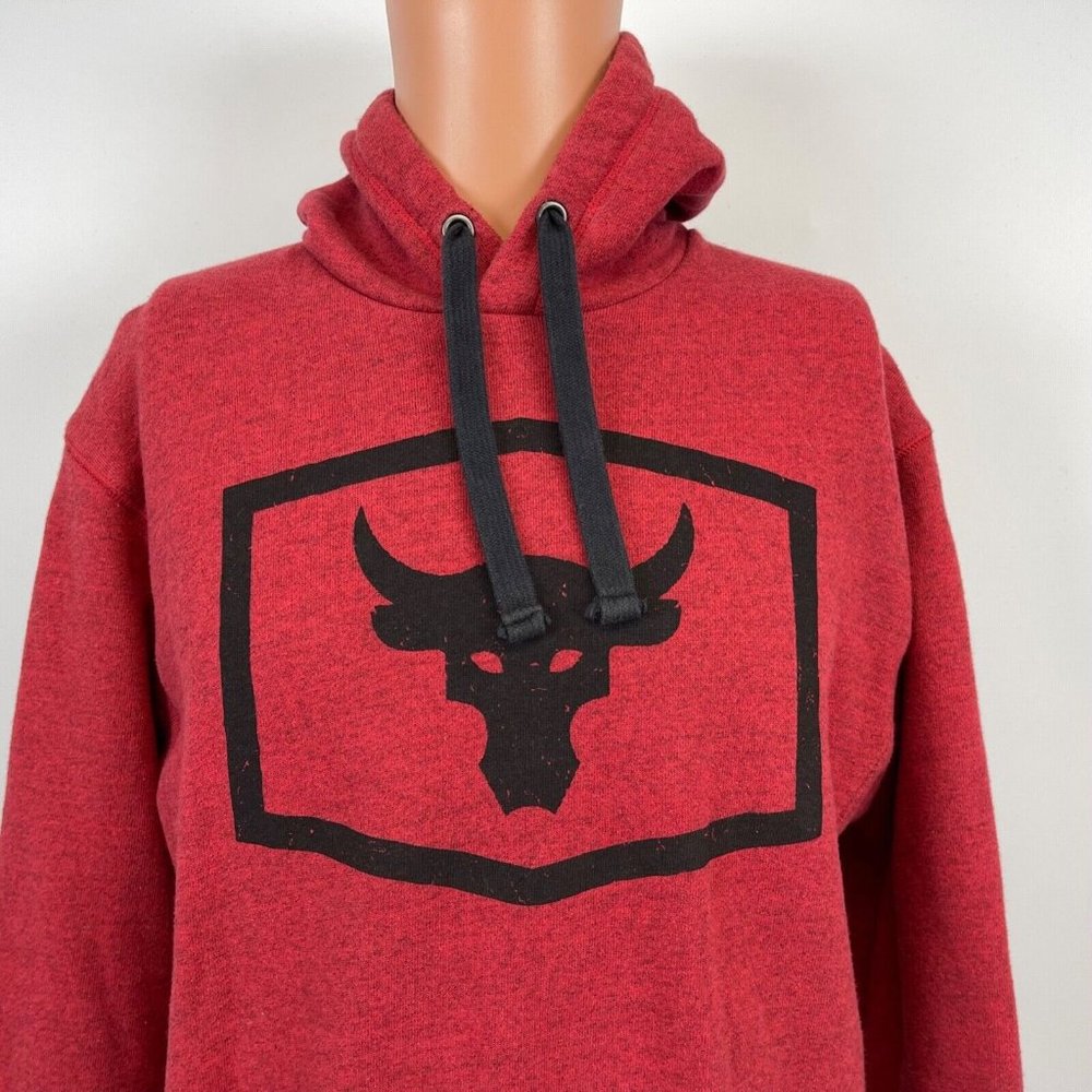 Under Armour Project Rock Hoodie Sweatshirt Dwayne Johnson Red Size S - Picture 1 of 5